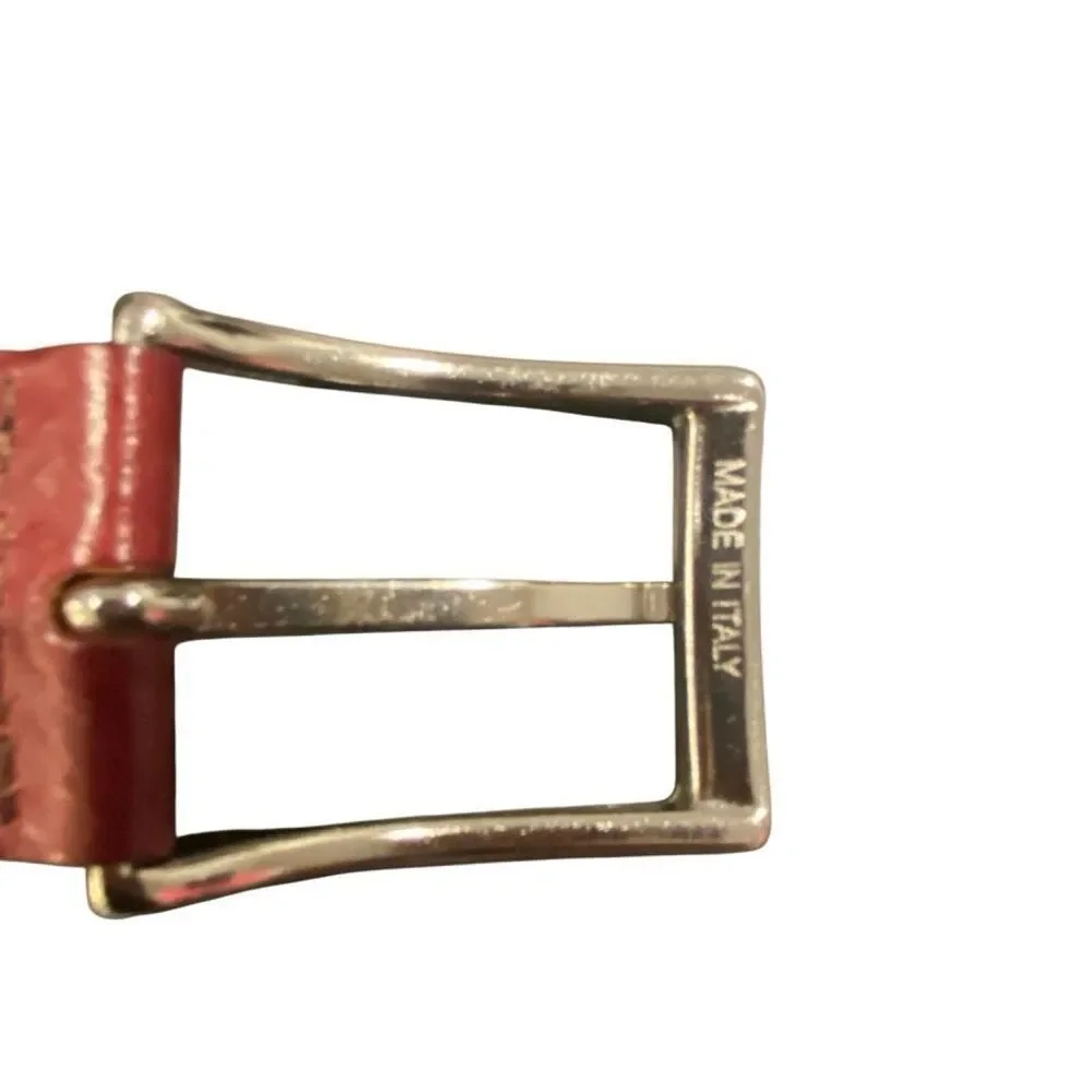 Mens Italian Leather Belt Wine Basket Weave Made in Italy Size 130/115 US 44–46
